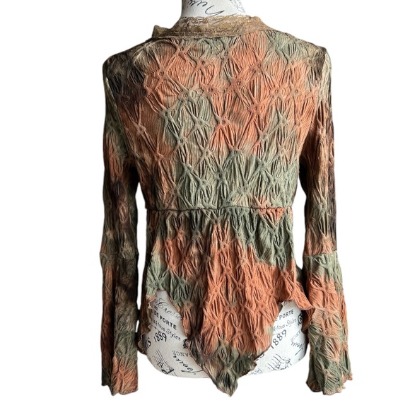 Romwe Fairycore Tie Dye Lettuce Trim asymmetrical Hanky Hem Tee Sz L - Picture 2 of 7